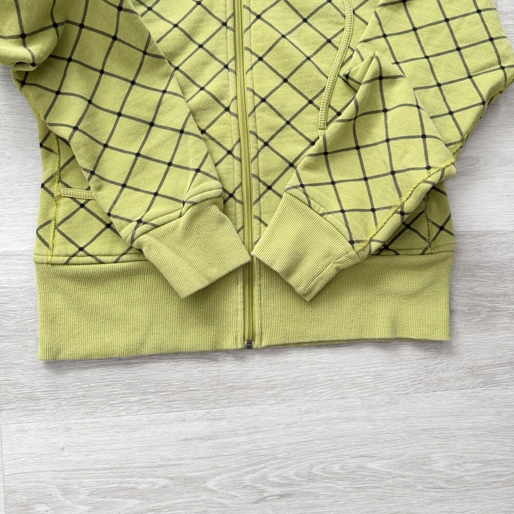 Lululemon LIMITED EDITION Scuba Hoodie Zip Up Lime Green Diamond Grid Size 10/12 - Picture 5 of 10